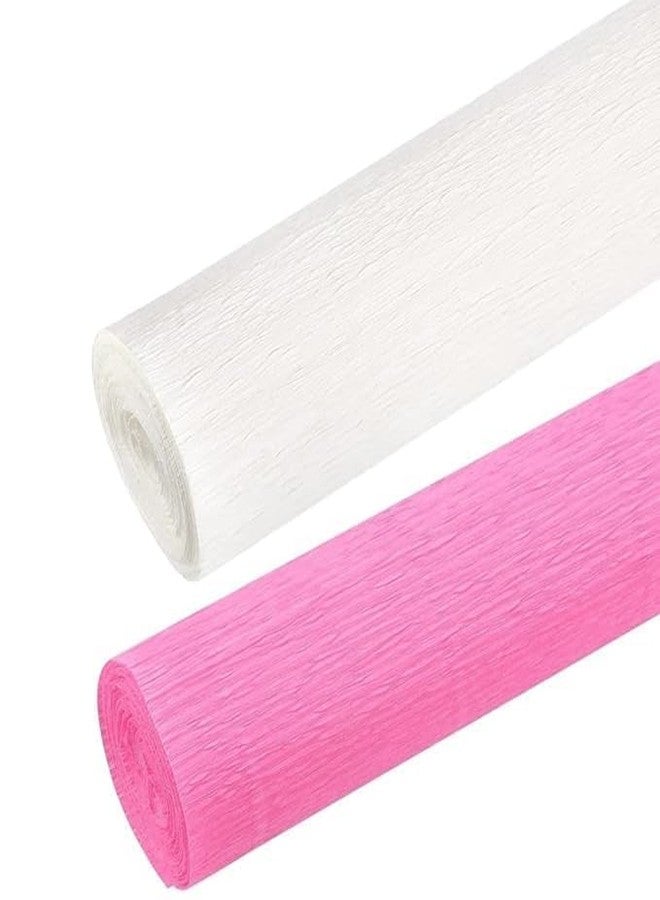 SEJASCOLLECTIONS | Set of 2 Roll, Pink & White | Crepe/Wrinkled Paper Rolls, unruled 8ft Length/20in Width, 75 GSM Craft Paper (Set of 2, Pink & White) - Image 1